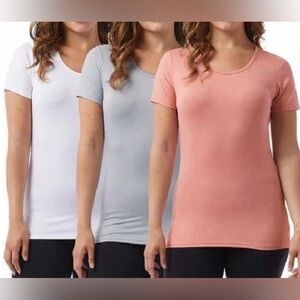 32 Degrees Cool Women 3pk Short Sleeve Scoop Neck Tee Multicolor Size XL New